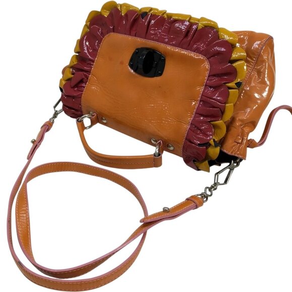 (L4) Miu Miu Crossbody Bag Orange Patent Leather - Picture 3 of 9